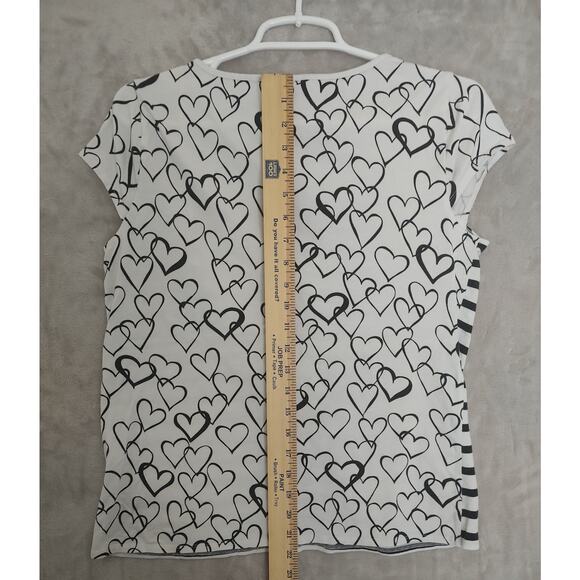 ELLE Cap Sleeve Lace Heart Scoop Neckline Women's Top - Picture 6 of 10